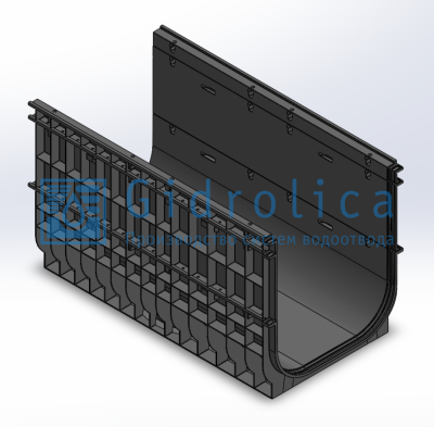 Лоток водоотводный Gidrolica Standart (Стандарт) ЛВ-50.55.56,5 — пластиковый