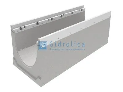 Лоток водоотводный бетонный коробчатый (СО-200мм), с оцинкованной насадкой, с водосливом КUв 100.29,8 (20).27(20) - BGZ-V, № -5-0